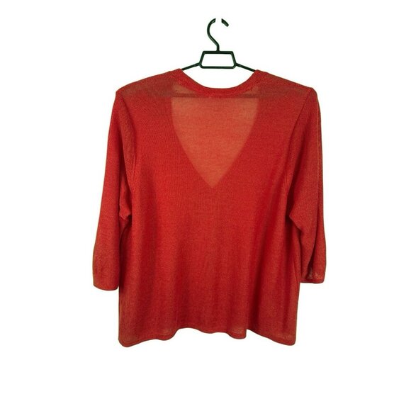 J Jill Women's Plus 3X One Linen Bld. Button LS Cardigan Sweater Orange EUC - Picture 2 of 10